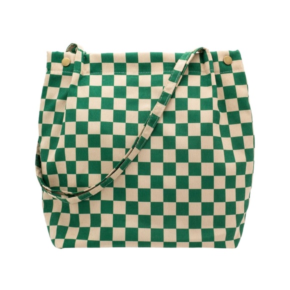Free People Handbags - Green Checkered Tote Bag Reversible
